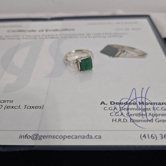 Chrysoprase stone and silver ring - Picture 1 of 14